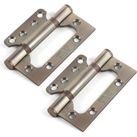 Juego de 4 bisagras de acero inoxidable, bisagras rectangulares de 100 mm (4 pulgadas) para puertas, acabado bronce antiguo. (1/5)