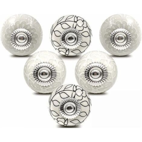 Bouton de Meuble Porcelaine Poignee Commode Ceramique Boutons de Porte Vintage pour Placard Tiroir (6 Pièces) (1/5)