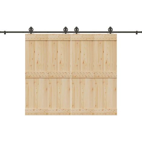 Schiebetürbeschlag-Set 366 cm Stahl Schwarz