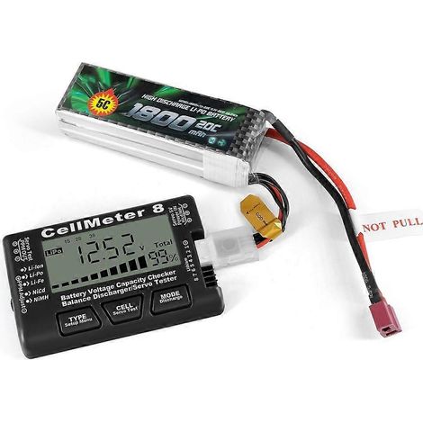 Testeur de capacité de batterie numérique LCD CellMeter8 2-8S avec fonction servo pour voiture RC, drone, avion, hélicoptère CellMeter (1/5)