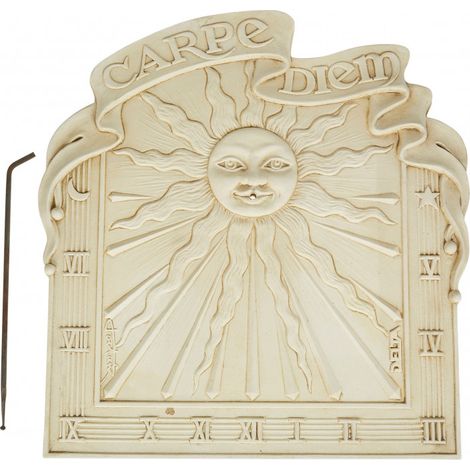 Cadran solaire Carpe Diem 59 x 5 x 60 cm – Pierre naturelle reconstituée – Visibilité optimale avec chiffres romains – Pour jardin – Outils Et Nature