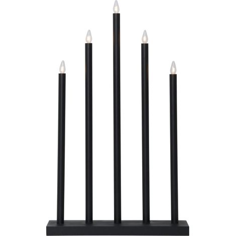 Star Trading Bougeoir discret 'Holy', design minimaliste, 5 flammes, ampoule E10, noir, H 64 cm (1/4)