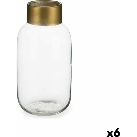 Gift-decor Vase Transparent Doré Verre 11,5x24x11,5 cm Set 6 (1/3)