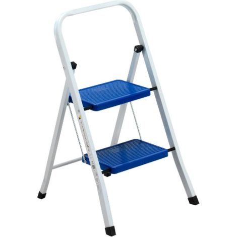 Sgabello Scala in Acciaio 2 Gradini Domestica Salvaspazio Scaletta Pieghevole