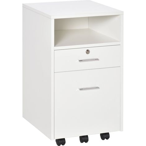 Cassettiera per Scrivania da Ufficio 39,5x40x60 cm in Truciolare Bianco (1/5)