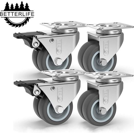 Möbelrollen, 400 kg Tragkraft, 50 mm Lenkrollen mit und ohne Bremsen, Industrierollen für den Transport (1/5)