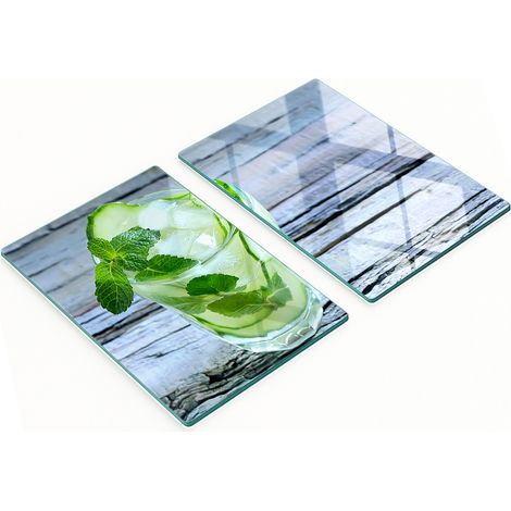 Taglieri decorativi in vetro temperato con motivo cetrioli d'acqua, 2x40x52 cm (1/5)