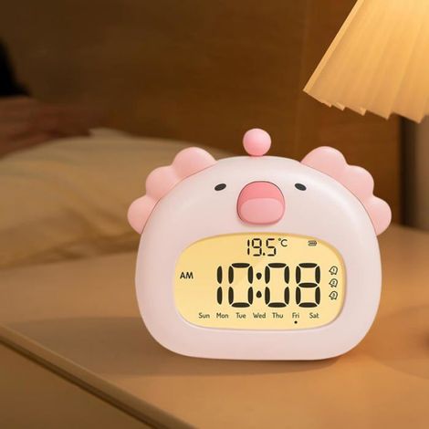 Réveil Veilleuse Rechargeable - 6 Niveaux de Luminosité - Design Axolotl - Pour Chambre Bureau Salon - 1 Pièce (1/5)