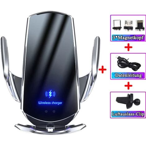 Chargeur de voiture sans fil automatique à induction avec support pour téléphone (1/5)