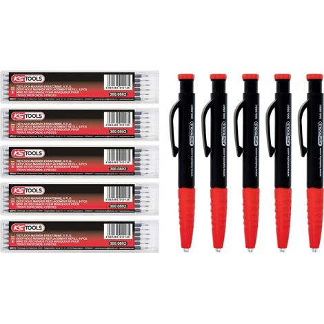 [NEUWERTIG] B-Ware Ks Tools Tieflochmarker Baubleistift Marker Schwarz/Rot 5 Stück 300.0800