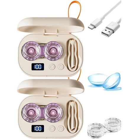 Ultraschall-Kontaktlinsenreiniger，USB-betrieben，3 Einstellungen，Outdoor-Aktivitäten，Hotel (2 Stück) (1/5)