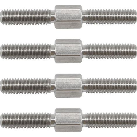 Lot de 4 goujons hexagonaux filetés à double extrémité M12 x 100 mm avec filetage à droite et à gauche en acier inoxydable 304 de longueur égale (1/4)