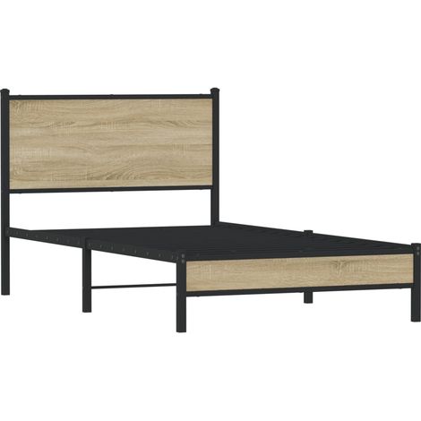 Estructura de cama sin colchón metal roble ahumado 100x190 cm vidaXL (1/5)