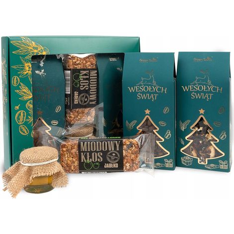 Confezione regalo per San Nicola e Natale, con tè, caffè e miele. (1/5)