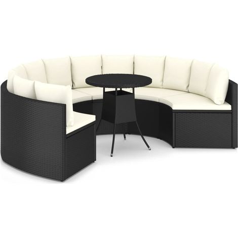 Set di mobili da giardino mobili da esterno 7 pezzi con cuscini resina intrecciata nera 020017315