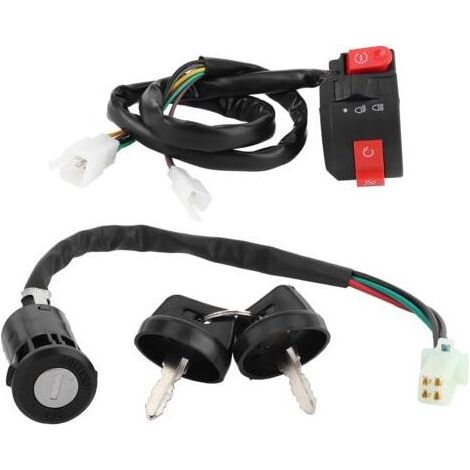 Bouton d'arrêt du guidon avec interrupteur d'allumage et 2 clés pour scooter ATV 50 cc 70 cc 90 cc 110 cc 125 cc (1/5)