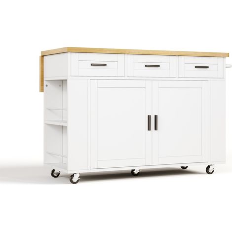 Isla de cocina móvil de MDF con tablero abatible 120 x 45(70) x 84 cm MODENUIT (1/5)