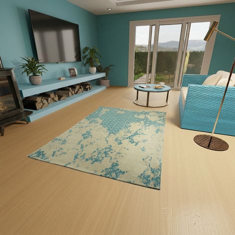 Tapis vintage Comet - Tapis vintage - 240x170cm, Rectangular - 100% Viscose - Tufté main - Bleu