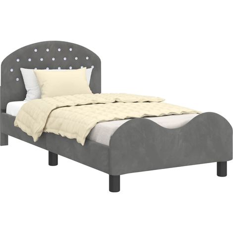Maison Exclusive - Kinderbettgestell mit Kopfteil Dunkelgrau 80 x