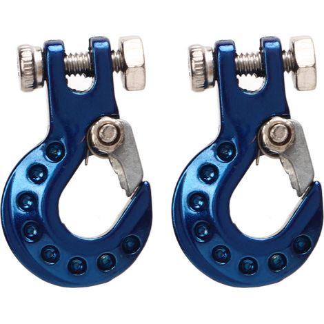 Lot de 2 crochets de remorque RC en alliage d'aluminium robuste, pour voitures télécommandées 1/10 (bleu). (1/5)