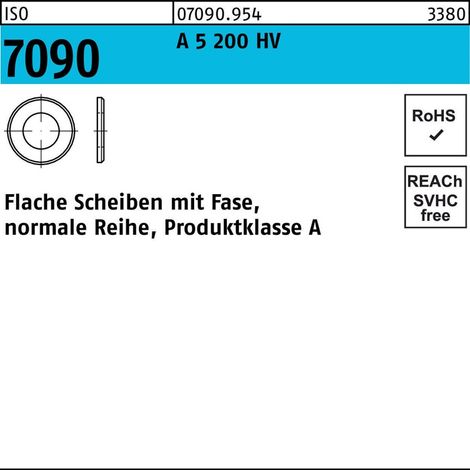 ISO 7090 Flache Scheibe Stahl 1.4571 4mm (4,3x9x0,8) 5 mit Fase Ohne Formfangabe 1000 Stk