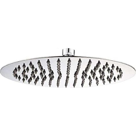 Pommeau de douche rond effet pluie - Large pommeau de douche rond haute pression en acier inoxydable 304 - Offre une expérience de douche confortable même avec un faible débit d'eau. (1/5)