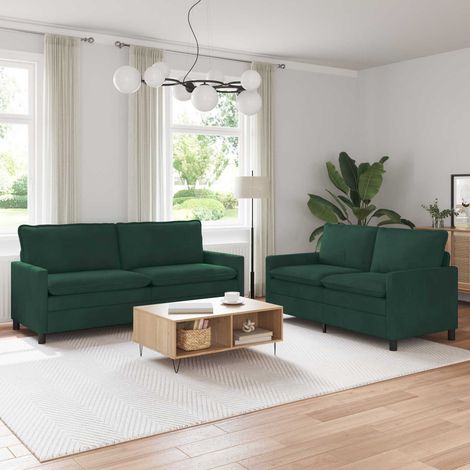 Juego de Sofá 2 pcs Verde oscuro Terciopelo