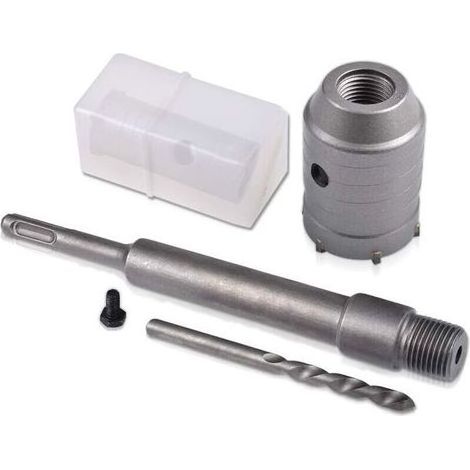 FENOPLASTICAScie cloche à béton 65 mm – Pour murs en briques et ciment – Poignée ronde SDS Plus – Longueur 198,5 mm – Métal à pointe de carbure (1/5)