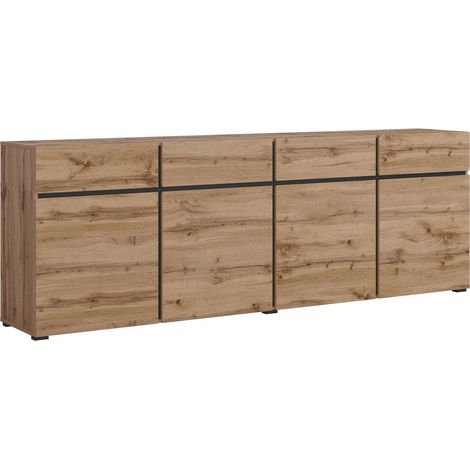 Cómoda Alfere 100, Roble wotan, Con cajones y puertas, Número de cajones: 4, 78x225x40cm