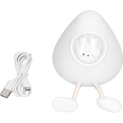 veilleuse-【Lampe Veilleuse Enfant】Lampe de Nuit Capsule Spatiale avec Lapin – Lumière Douce, Double Mode (Intense/ Faible), Commande Facile, Matériaux ABS & PC, USB, Salle, Bureau, Nursery – (3 Pc.) (1/5)