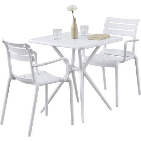 Gartenmöbel-Set Avena mit 2 Stühlen weiß