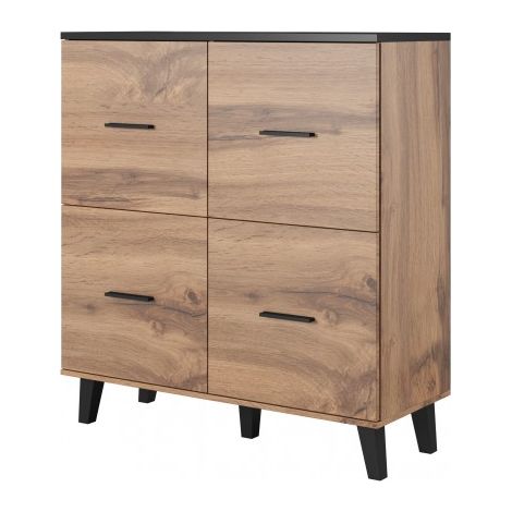 Buffet haut style chêne et noir mat 4 portes Colin (1/4)