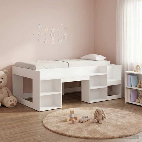 vidaXL Cadre de lit pour enfants avec rangement Blanc 98,5 x 200 cm (1/5)