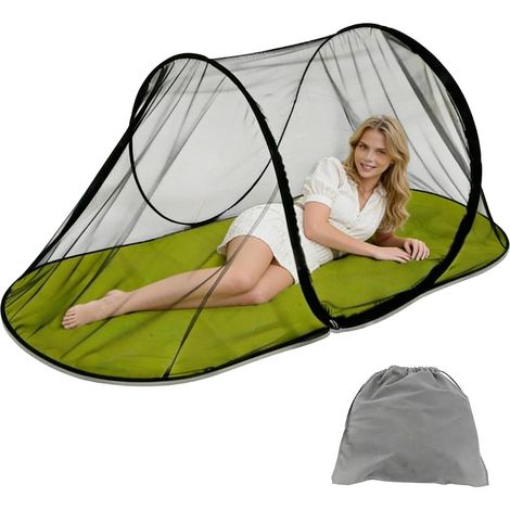 Moustiquaire pliable à déplier : moustiquaire de voyage 200 x 72 x 70 cm, tente de camping portable avec fermeture éclair et sac de rangement, pour les voyages, le camping et les dortoirs (1/5)