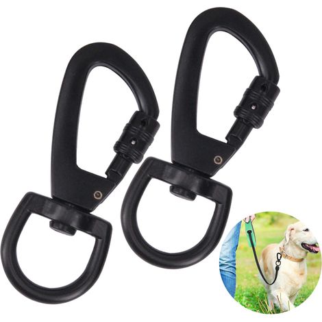 Lot de 2 mousquetons en alliage de zinc-Mousqueton pour laisse de chien-Mousqueton de sécurité avec verrouillage automatique-Mousqueton pivotant 360 degrés-Mousqueton robuste pour activités extérieure (1/5)