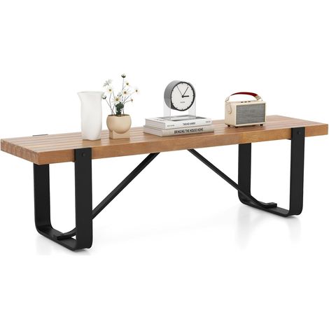 COSTWAY Banco de Entrada, 152.5x43x44cm, Banco de Comedor con Estructura de Metal, Banco Zapatero de Madera Rústico, Banco de Extremo de Cama, Carga 300 kg, para Dormitorio, Entrada, Comedor (1/5)
