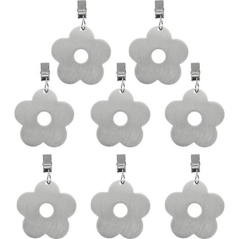 Lot de 8 poids de nappe lourds, pinces à nappe en acier inoxydable en forme de fleur, poids de nappe, pince à nappe en forme de fleur, support de nappe de 6,4 cm pour nappe, jardin, table extérieure,  (1/5)