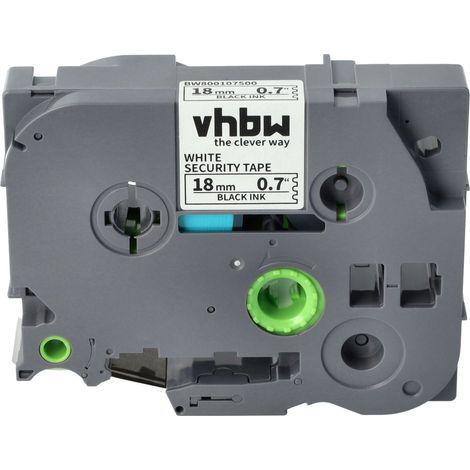 vhbw Label Tape compatible with Brother PT H 500 Li, P 700, RL 700 S, H 500 Label Printer 8m x 18 mm, Black on White Safety tape (1/4)