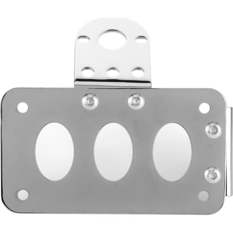 Support de plaque d'immatriculation moto, support latéral en alliage d'aluminium, cadre argenté avec feu arrière intégré, fixation robuste pour plaque minéralogique. (1/5)