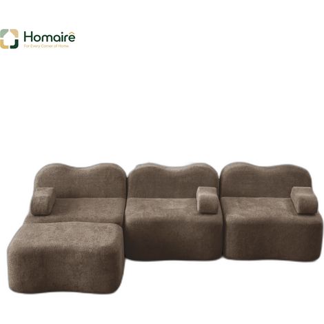 Canapé modulable en velours marron avec accoudoirs 288 x 167 x 70 cm HOMAIRE (1/5)