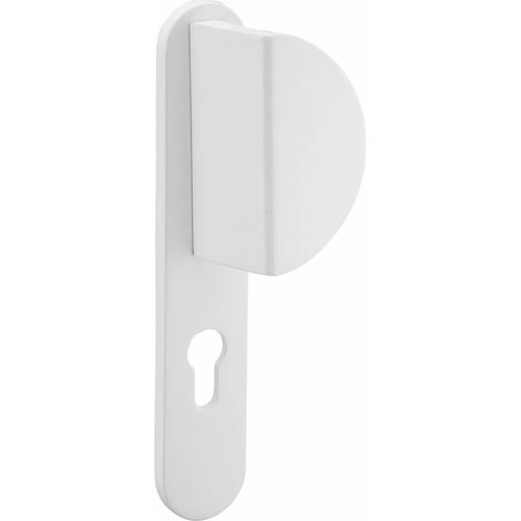Thirard – Poignée de porte d'entrée palière laqué blanc – Aluminium fondu – Entr'axe 195mm – Trou de cylindre – Épaisseur 45mm maxi (1/2)
