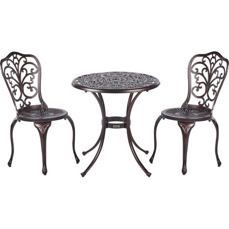 Conjunto de balcón mesa y sillas de metal para jardín marrón Triora/Andalo (1/5)