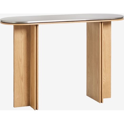 Consolle ingresso ovale 120x40 cm in impiallacciatura di rovere e acciaio inossidabile Lindina SKLUM             (1/5)