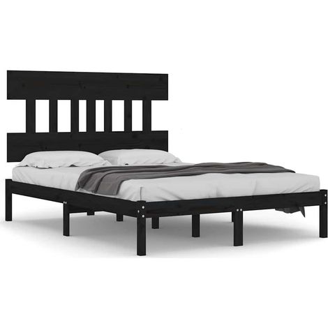 Maison Exclusive - Estructura de cama de madera maciza negra 140x (1/5)