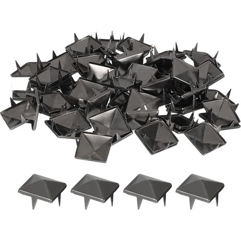 80Pcs Rivet Pyramide Carrée, 15mm Clous à Quatre Griffes, Clou Cuivré pour Vêtements, Sacs, Chaussures en Cuir (Noir Métallisé) (1/5)