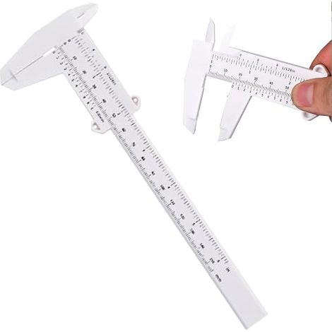 Plastic Makeup Vernier Caliper Tool Double Scale Ruler Sliding Gauge Reusable Stencil Silver (1/5)