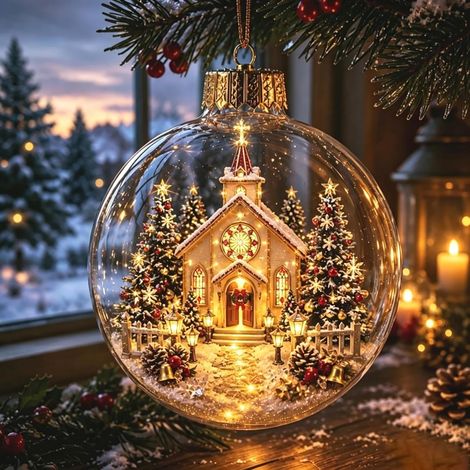 Beleuchtete Weihnachtskugel, hängende Weihnachtsdekoration, Weihnachtsgeschenk, Kirche (1/5)