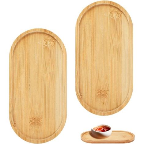 Bandeja de bambú, madera, bandejas ovaladas de madera, bandeja pequeña de bambú, bandeja de madera, fuente para servir, té, café, pastel (1/5)