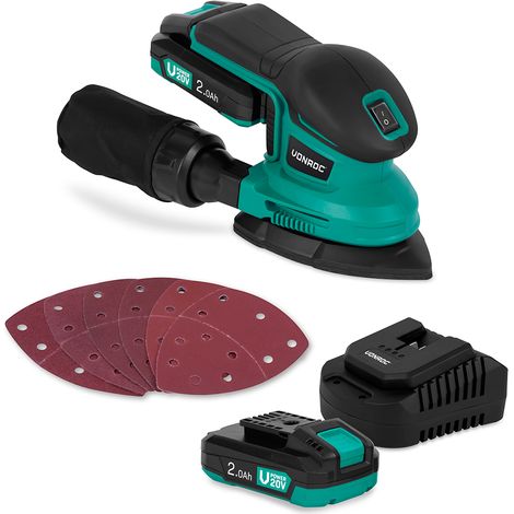 VONROC Ponceuse delta multifonction sans fil 20V – 6 feuilles abrasives, 2 batteries 2.0Ah et chargeur inclus