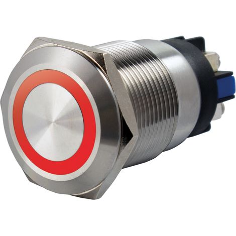 Bouton poussoir acier inox d 19 mm Halo rouge 24V AC/DC Contact NO+NC (V)